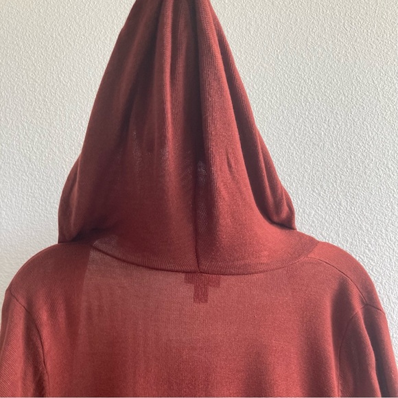 Torrid Anorak Hooded Cinch Waist Sweater Cardigan Rust Fall Lightweight Rayon - Picture 7 of 10